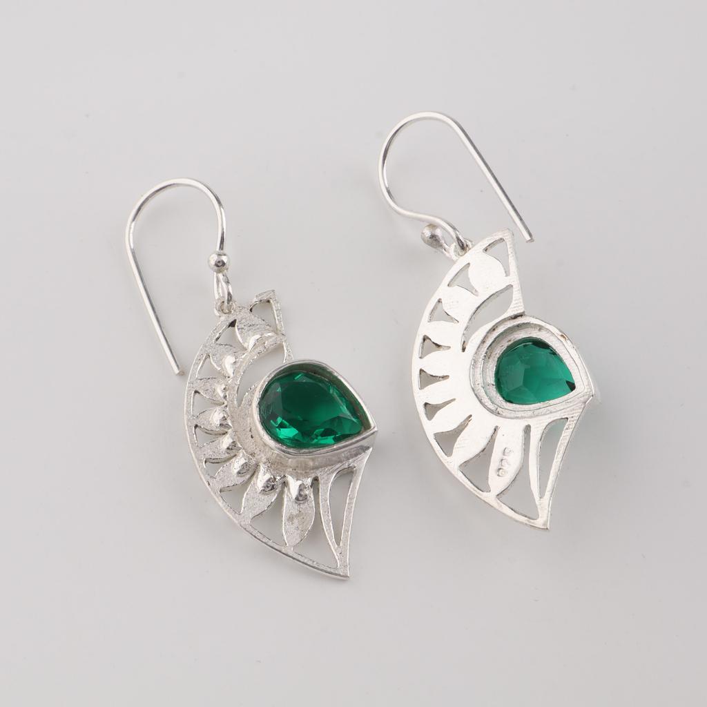 Chromdiopsid Edelstein Silberohrring, 925 Sterling Silber Schmuck, Mai Geburtsstein Geschenk, Eleganter Ohrring, Thanksgiving Geschenk Für Sie CE-26-4