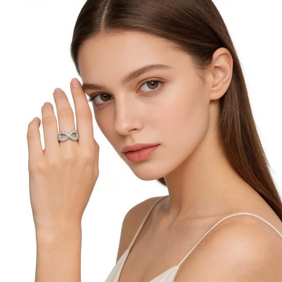 Infinity Knot Promise Ring for Her Cubic Zirconia Engagement Ring Sparkling Wedding Band for Women Anniversary Jewelry Gift