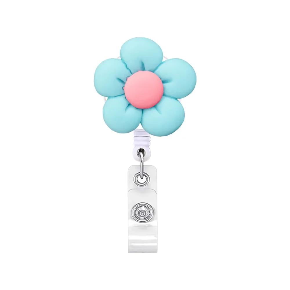 

Roses Beaded 360° Rotation Retractable Badge Reel Nurse Display Id Name Card Badge Holder Anti-Lost Clip Valentine s Day GiftS синий