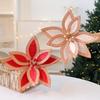 Gold Red Fake Flower Fabric Plastic Xmas Tree Decorations High Quality Glitter Poinsettia  New Year