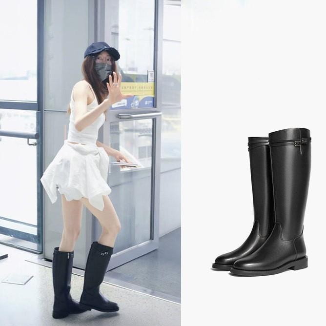 Zhang Yue'S Same Gemini Knight High Boots Autumn And Winter Velvet Large Tube Circumference Thin Women'S Boots