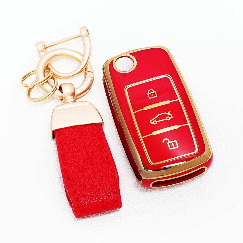 Fashion Tpu Auto Keyless Protector Car Key Fob Case Cover For Vw Tiguan Beetle Eos Jetta Golf Up Polo T5 Caddy Keychain