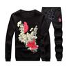 Autumn Men's Sportswear Set Pants Flower Printed Pullover Male Tracksuits