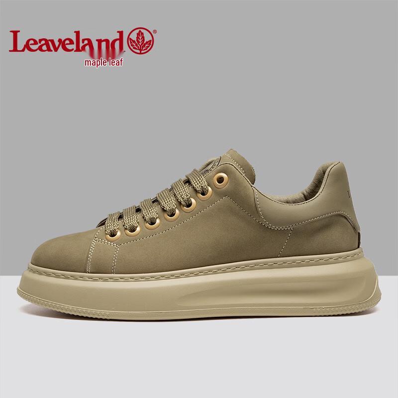 Fengye Men's Leather Casual Platform Sneakers