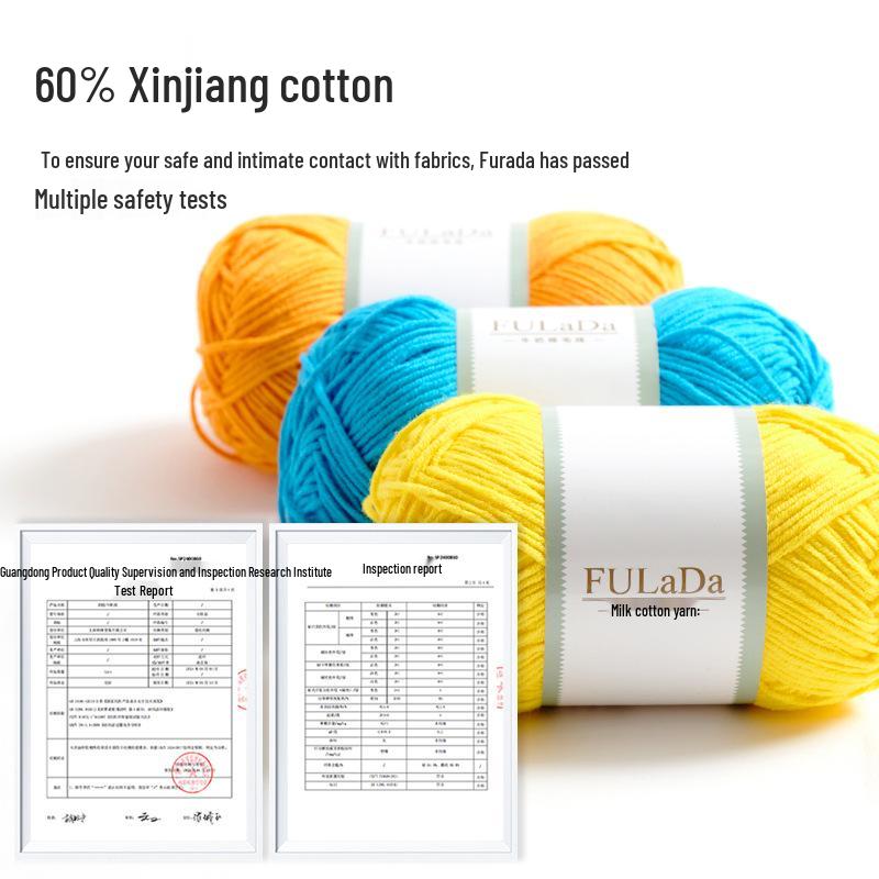 Baby 4-fädig gekämmte Milchbaumwollgarnknäuel zum Handstricken & Häkeln - DIY Puppe, Pullover, Schal Materialpaket