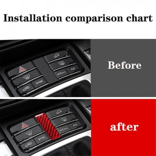 Red Carbon Fiber Central Control Panel Cover Trim For Porsche Macan 2014-