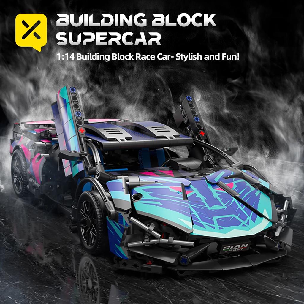 Colorful Cool High-Tech Supercar Model Building Blocks Children's Educational Assembly Toys Boy Adult Gift Collection Show