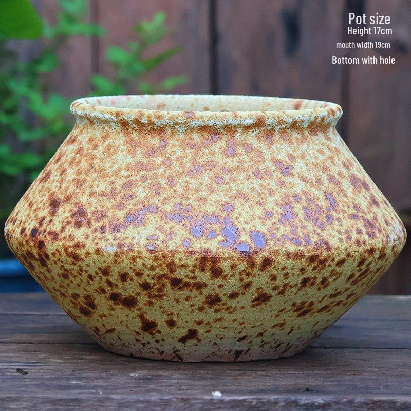 Large Retro Handmade Ceramic Planter for Succulents and Bougainvillea - Aged Coarse Pottery for Hotel and B&B Decor.