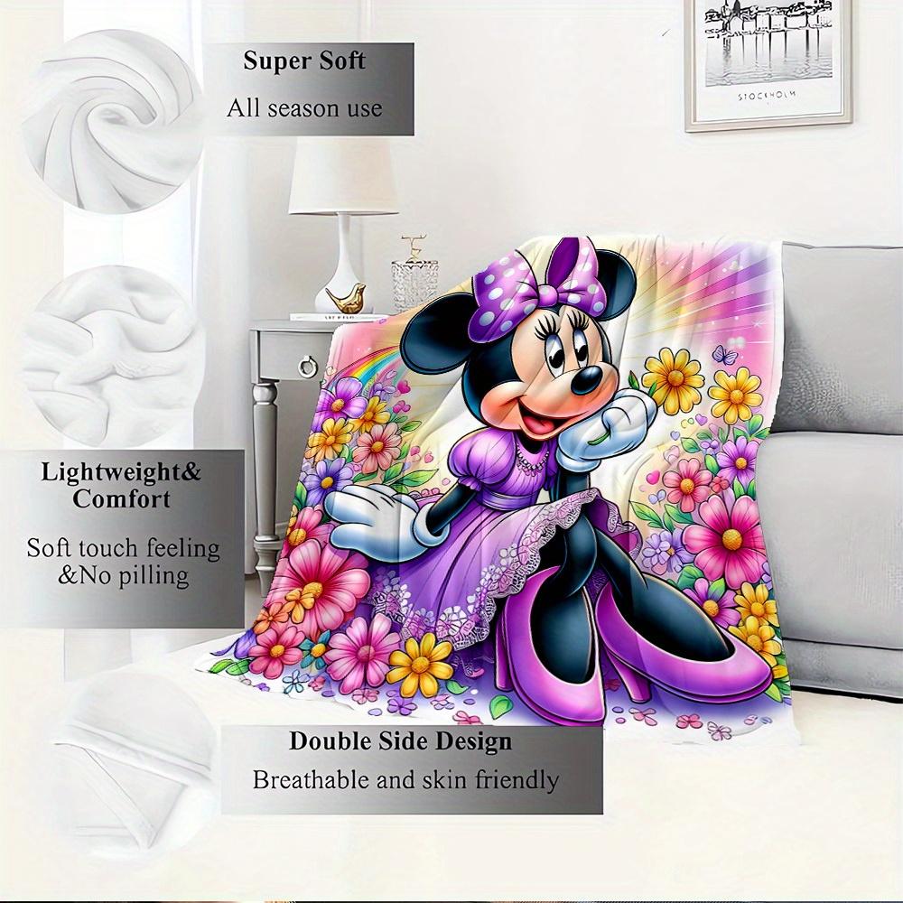 1 PC Velvet Bedding Throw Blanket - Minnie Mouse Floral Design - Soft and Cozy for Sofa, Couch, or Bed - Perfect Gift for Disney Lovers - Ho