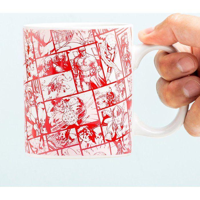 Tasse à chocolat chaud - marvel - rond - rouge - 320 ml - non compatible lave-vaisselle