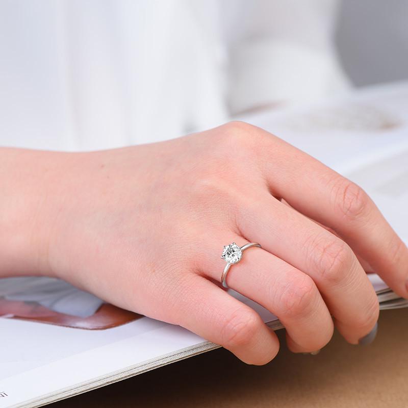 טבעת יהלום Arvaleff קלאסית שישה שיניים 1 קרט משובצת יהלומי מעבדה - טבעת אופנה יוקרתית קלה