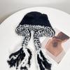 Cat Ears Contrasting Pigtails Knitted Hat Women's Winter Outdoor Warm Ear Protection Bear Hat Showing Face Small Pullover Wool Hat