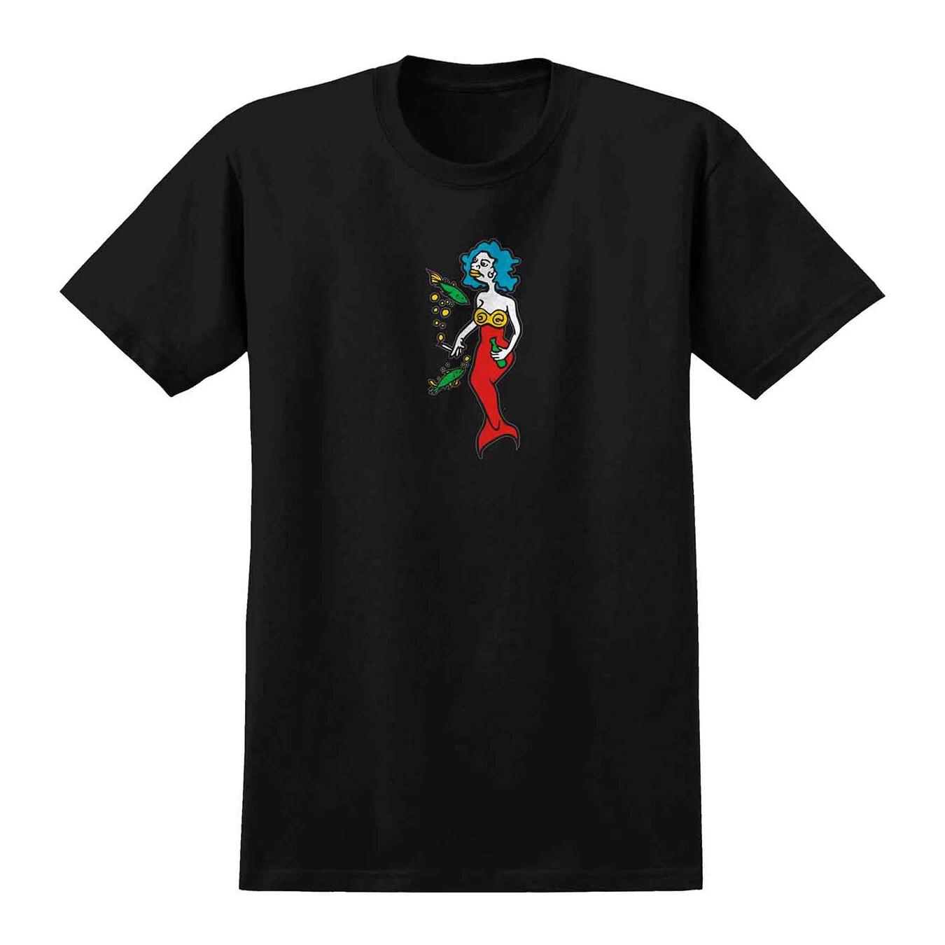 Krooked Mark Gonzales MERMAID Skateboard T Shirt BLACK M