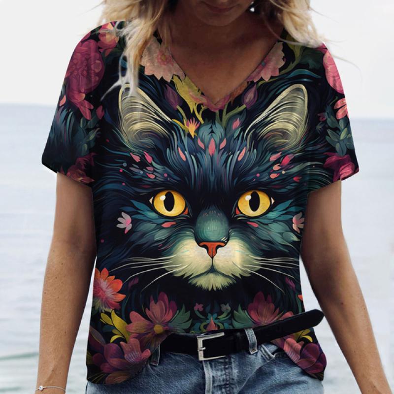 

Модная женская футболка с 3d жестоким животным принтом, топы с короткими рукавами, футболка, новая уличная одежда, пуловеры, летняя женская одежда больших размеров XL