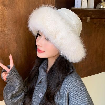 Hats for Women's New Winter Imitation Fur Plush Hat Warm Solid Color Mongolian Hat High End Feel To Show The Face Small Basin Hat Trendy