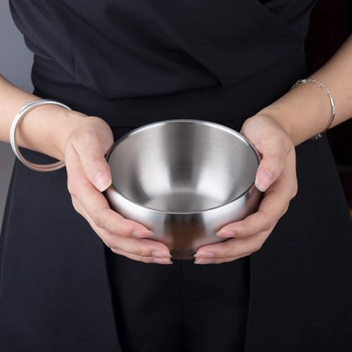 IMEEA Stainless Steel Double-Walled Bowls, 12cm, Ramen Bowls, Noodle Bowls for Udon and Soba, Tableware for Oyakodon (Chicken and Egg Bowls), Insulate