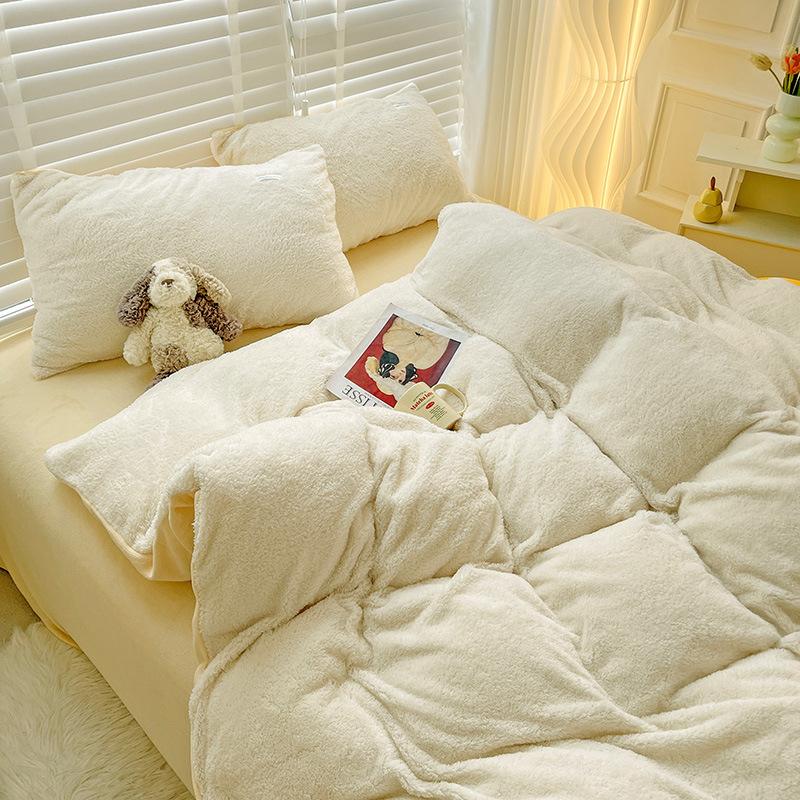 Milk Velvet Four Piece Set Ins Wind Winter Thickened Coral Velvet Bedspread Quilt Cover Flannel Bedding