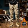 Men's Winter Retro Velvet Cuffed Stretch Overalls - Versatile & Warm 98099