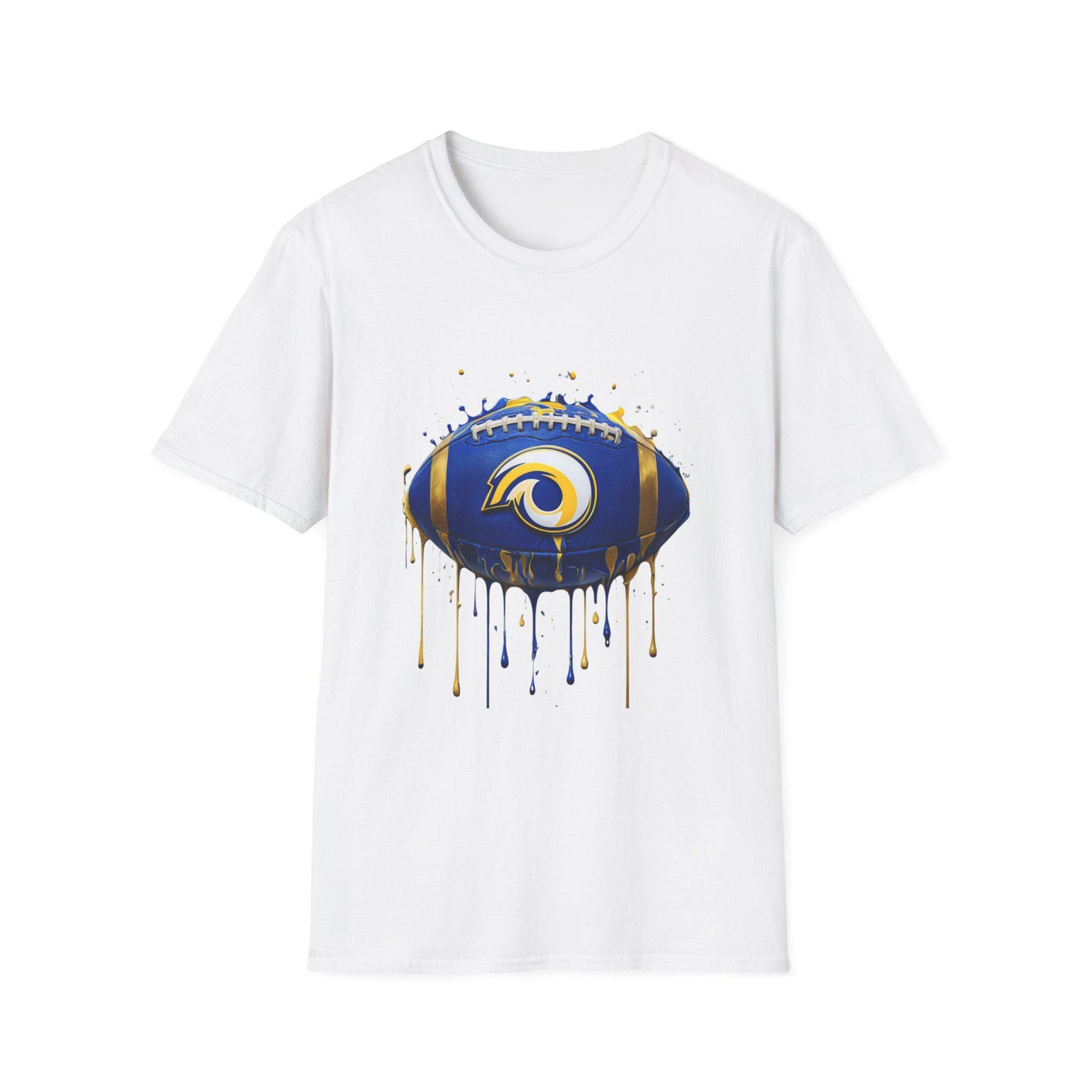 Los Angeles Dripping Football Logo T-Shirt | Blue Gold Team Fan 2XL