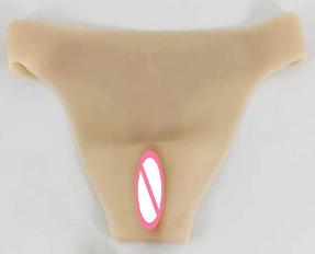 Silikon-Tanga mit künstlicher Vagina Dehnbarer T-Rücken Gaff Höschen für Crossdresser Sissy Cosplay Kostüm Unterwäsche