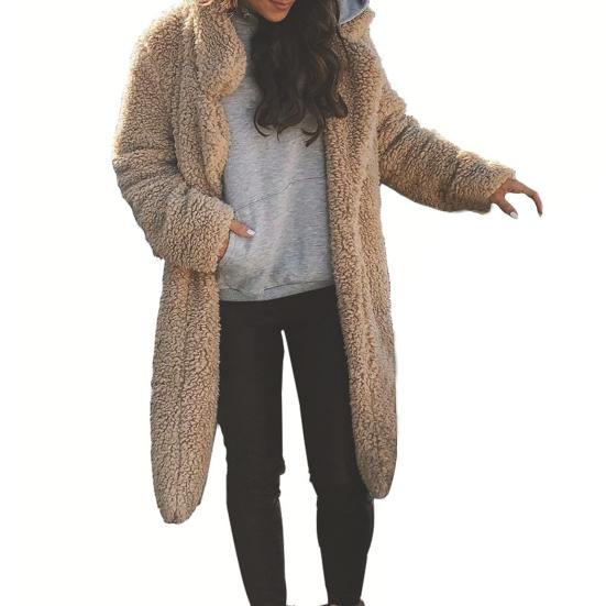 Damen Oversize-Mantel Einfarbig Einreihig Herbst Winter Dicke Knöpfe Übermantel für das Büro