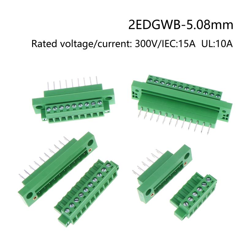 1Set 2Edgwb + 2Edgkm 5.08 Bulkhead Screw Terminal Block Wire Connectors 5.08Mm Pitch Male/Female Pluggable Terminal Plug Jacks