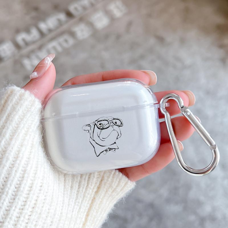 French Bulldog Soft Case for Apple Airpods 2 1 Earphone Cases With Hook For Airpod Pro 3 Pro2 Clear Protective Covers Accessorie
