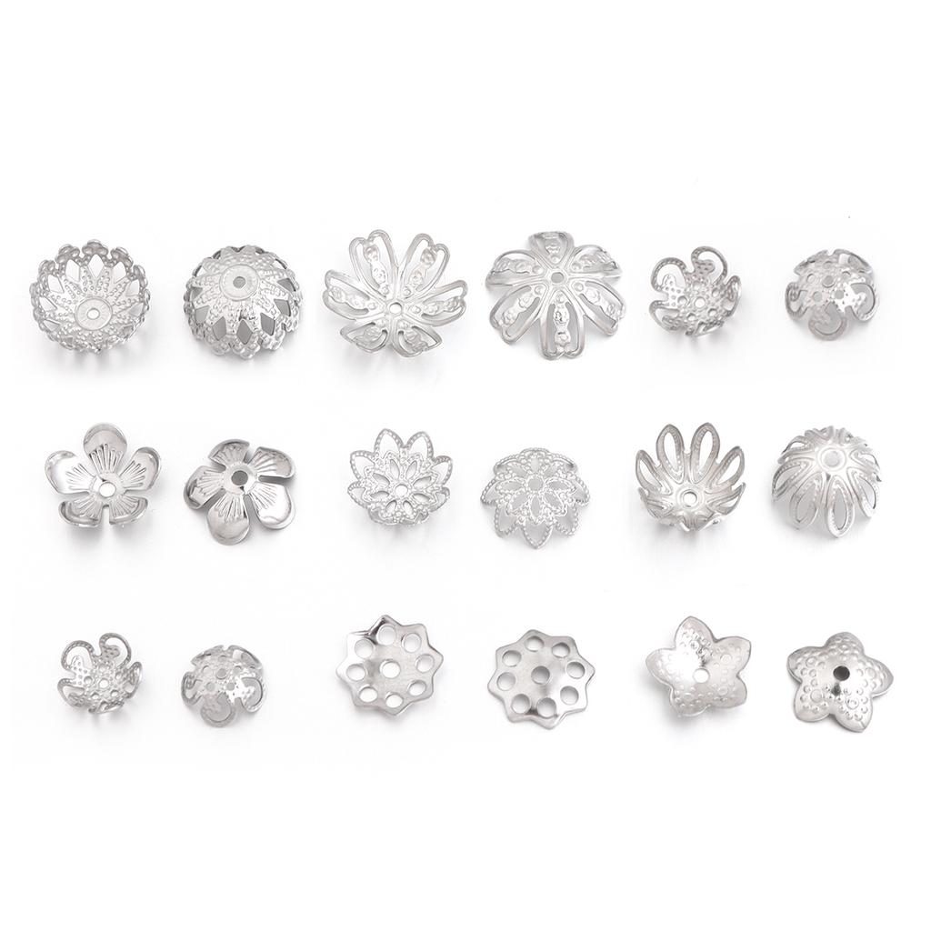 30pcs Vintage Stainless Steel Bead Caps Flower Bead End Caps For Jewelry Making DIY Necklace Bracelet Earrings Spacer Bead Caps