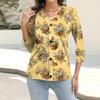 Women's Fashion Casual Print Button-down Shirt 3/4  Sleeve Tops