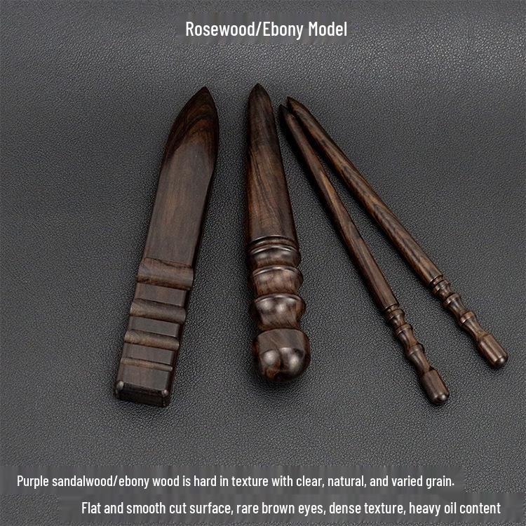 Handcrafted Leather Sandalwood Polishing Stick - Ebony/Rosewood Edge Trimming Tool