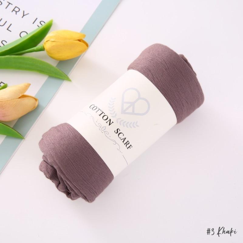 Fancy Fine Pleated Rayon Cotton Scarves Micro Crinkle Soft Cotton Long Shawl Factory Hemming Cheap Price Hijab