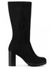 Allegra K Women's Black Chunky Block Heel Boots, Size 24.5cm