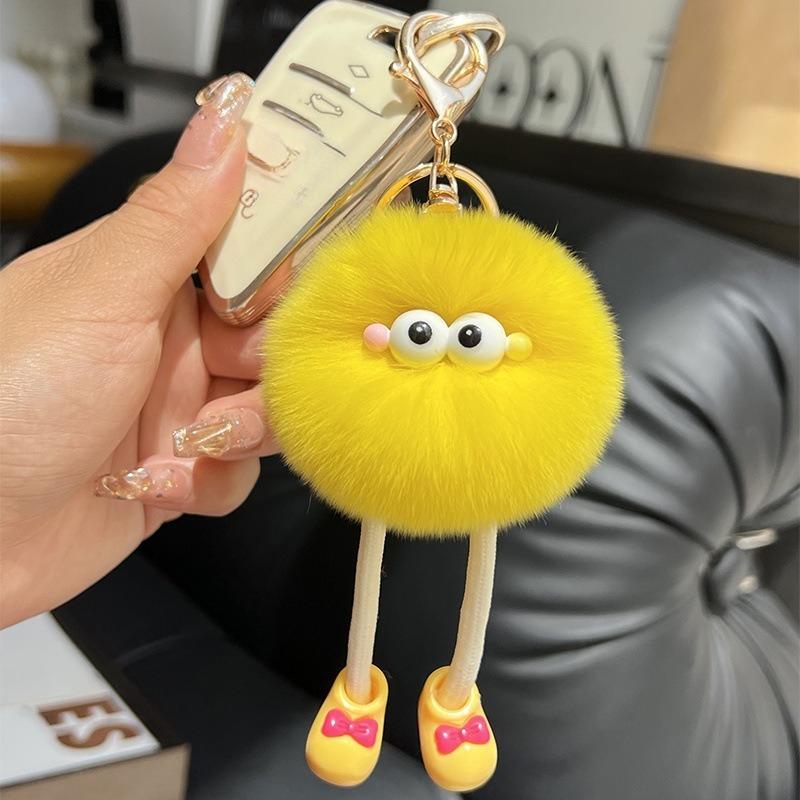 Non-Toxic Cute Big Eyes Plush Toys Keychain Cartoon Briquettes Keychain Briquettes Car Keychain Pendant Korean Plush School Bag Pendant
