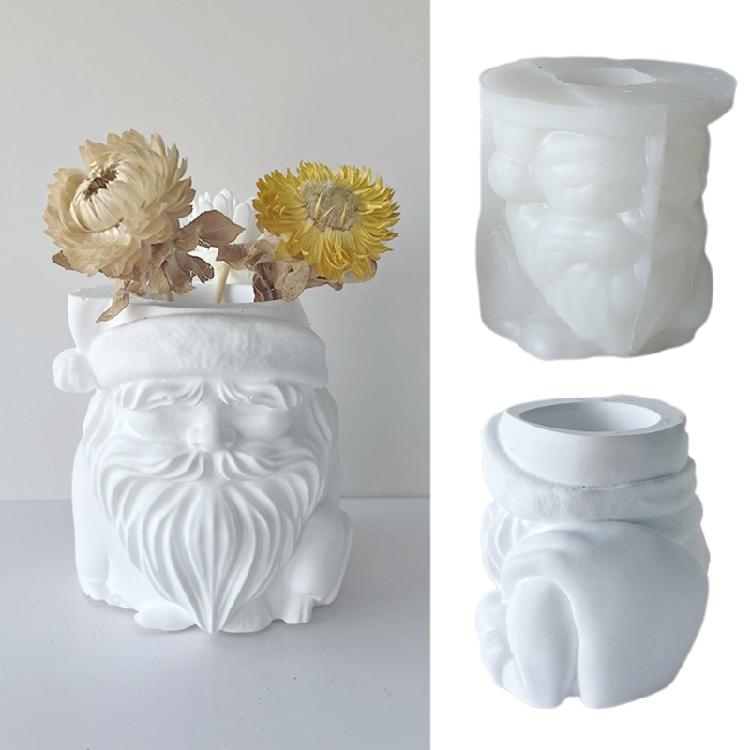Geometric Santa Claus Gypsum Silicone Molds for Making Succulent Flower Pot