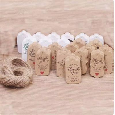 100PCS 20 Meter Rope Cowhide Gift Label, Thank You Paper Gift, New Year's Halloween Label, Party Decoration