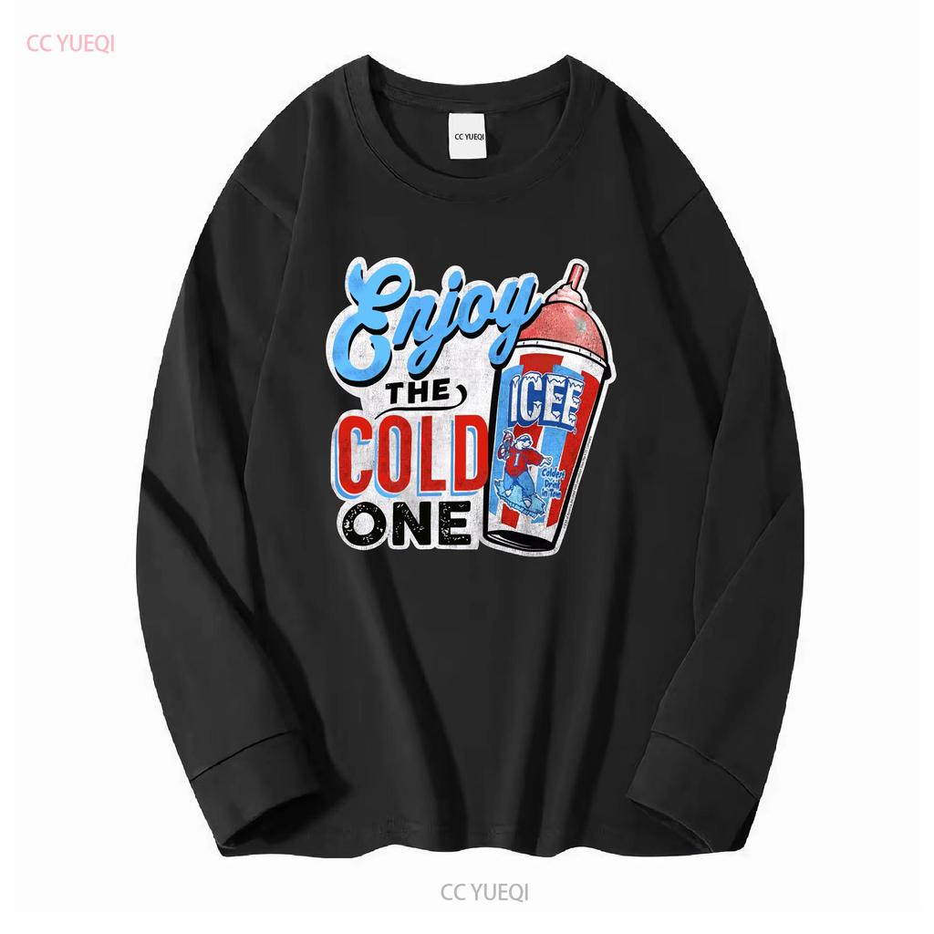 Lizenziertes Genießen Sie das Kalte Icee Slushie Erwachsenen Rundhals T-Shirt lang- oder kurzärmelig Vintage Gewaschene Mode Weich Vielseitig