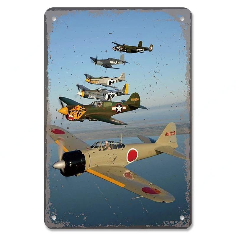 Vintage Airplane Posters Metal Tin Signs Decor Model Plane Meeting Aerien Metal Plate Wall Decor Bar Club
