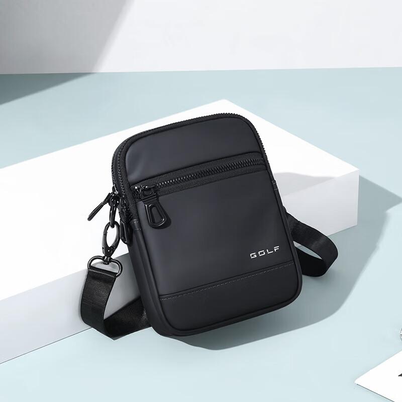 GOLF Casual Crossbody Bag, Lightweight Phone Pouch, Water-Resistant Sport Bag, Black