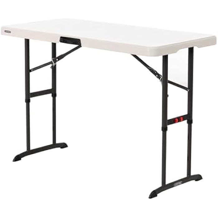 Table Pliante - LIFETIME - Standard - 122 X 86 X 61 Cm - Couleur Crème - Résine Plastique