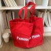 2025 new red letter canvas bag spring lazy wind large capacity shoulder tote bag leisure shopping cloth bag