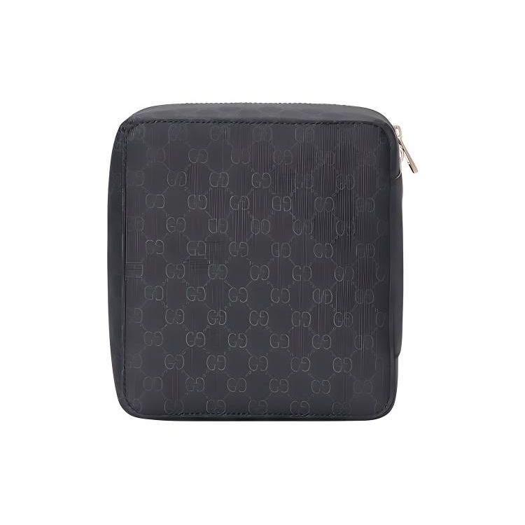 Gucci Double G Logo Zipper Canvas Storage Bag Medium Men Bags Black 726661-KGD0N-1000