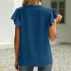 Women's Fashion Color Casual Short Sleeve Stitching V-Neck Shirt Top