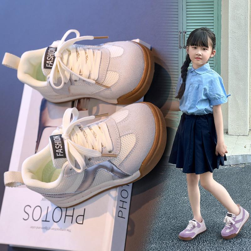 Girls shoes children's moral training shoes 2025 spring and autumn new girls sports shoes medium and older children's mesh breathable casual shoes