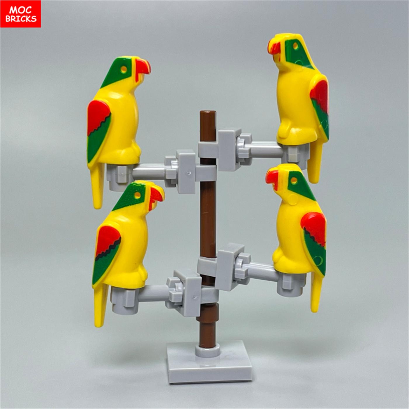 Нетоксичные Moc Кирпичи Джунгли Подлесок Лесное Животное Обезьяна Коза Жираф Птица Сова Ночная Аксессуары Строительные Блоки Друг Игрушки Подарки