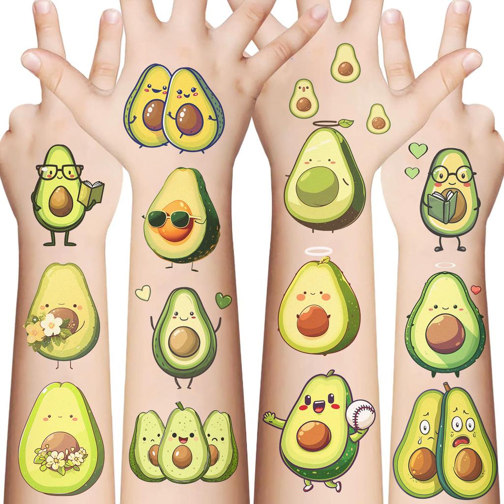 New Cartoon Avocado Series Tattoo Stickers Waterproof Party Gift Funny Face Stickers