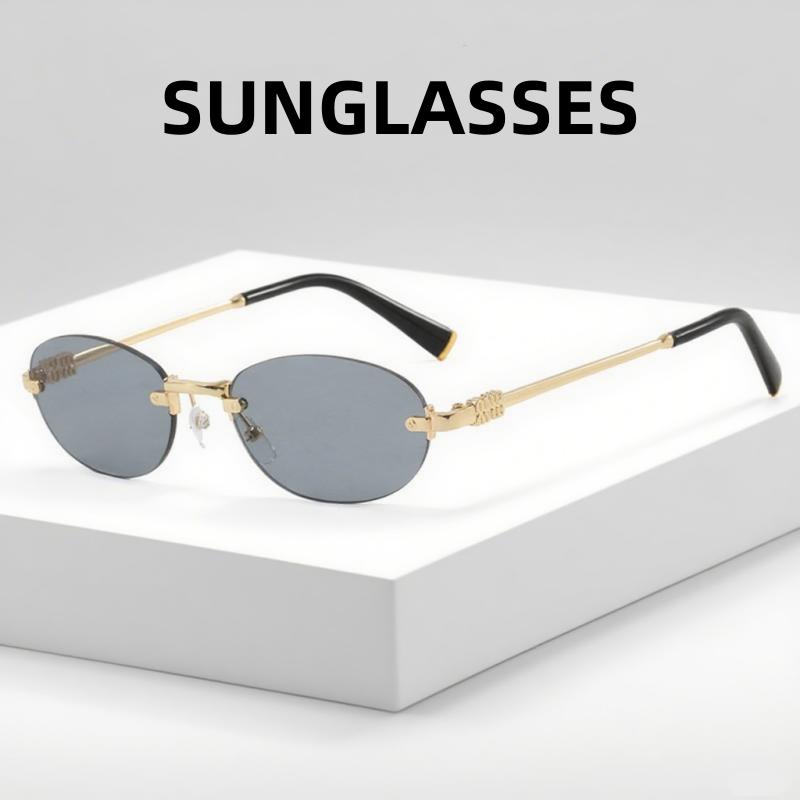 Retro Frameless Oval Sunglasses Fashion Men Fishing Driving Glasses Uv400 Shades Eyewear Essential Goggles For Outdoor Travel