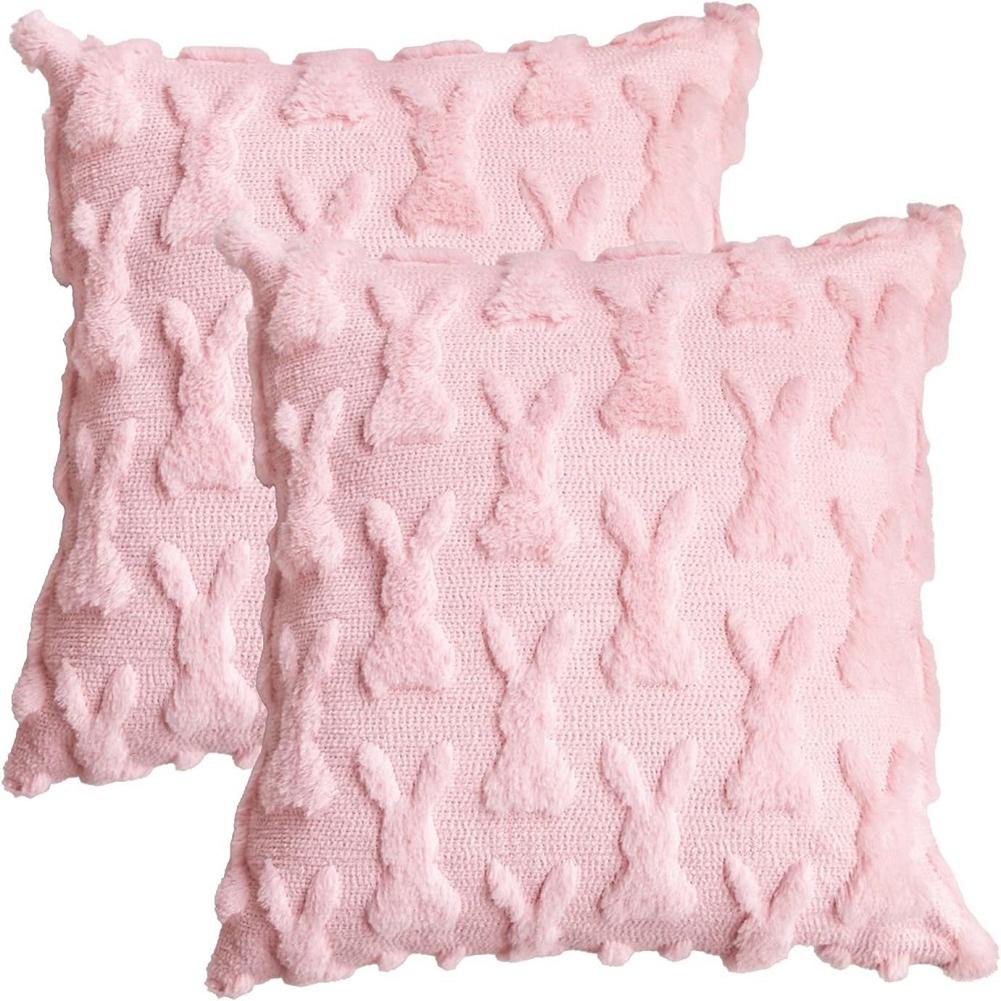 Easter Bunny Throw Pillow Covers Decorative Soft Plush Pillowcase 45x45cm Couch Cushion Case for Easter Decor Couch Sofa Bedroom