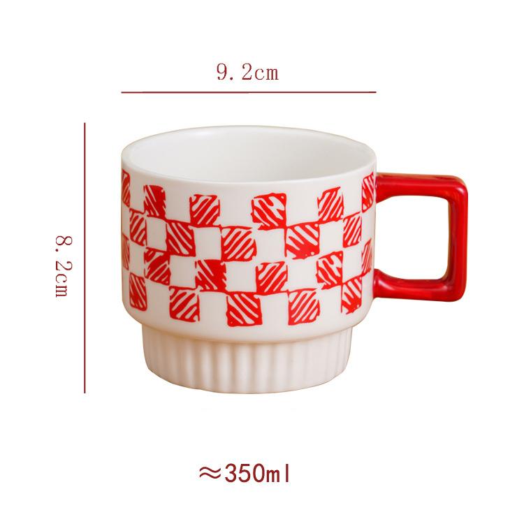 Creative Stacking Cup Painted Pattern Porcelain Mugs Tableware Coffee Mug Dining Table Afternoon Tea Teacup Fruits Juice Cup