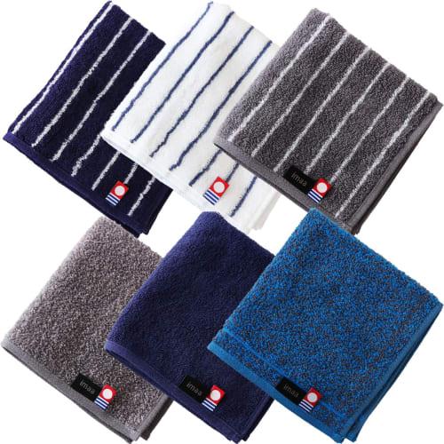 imaa Imabari Certified Hand Towels/Handkerchiefs, Set of 6, Made in Japan, 100% Cotton, Vacuum-Compressed Pack, Assorted Size (6 count)