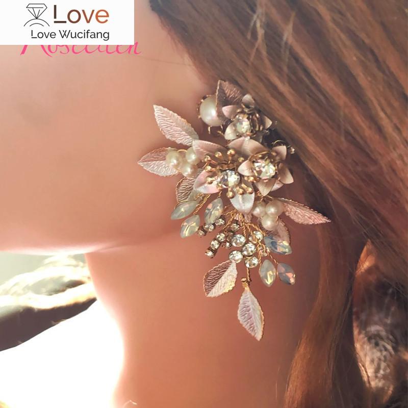 

Серьги ручной работы из стразов и пресноводного жемчуга, свадебные серьги-подвески, люстра для невесты, женские серьги, модные украшения Re3617 -2